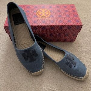 Tory Burch Weston Flat Espadrille in denim chambray